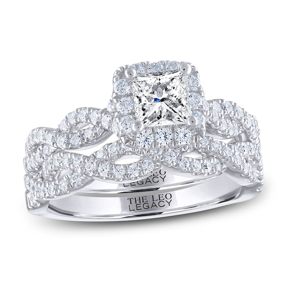THE LEO Legacy Lab-Grown Diamond Princess-Cut Bridal Set 1-3/8 ct tw 14K White Gold