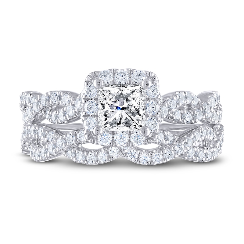 Main Image 3 of THE LEO Legacy Lab-Grown Diamond Princess-Cut Bridal Set 1-3/8 ct tw 14K White Gold