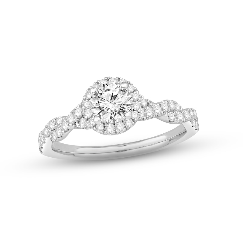 Diamond Halo Engagement Ring 1 ct tw Round-cut 14K White Gold