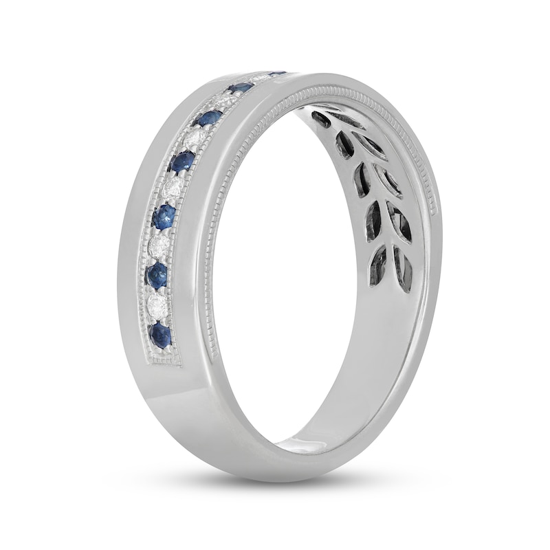 14k White Gold Diamond & Blue Sapphire Men's Ring 14k White Gold Diamond & Blue Sapphire Men's Ring