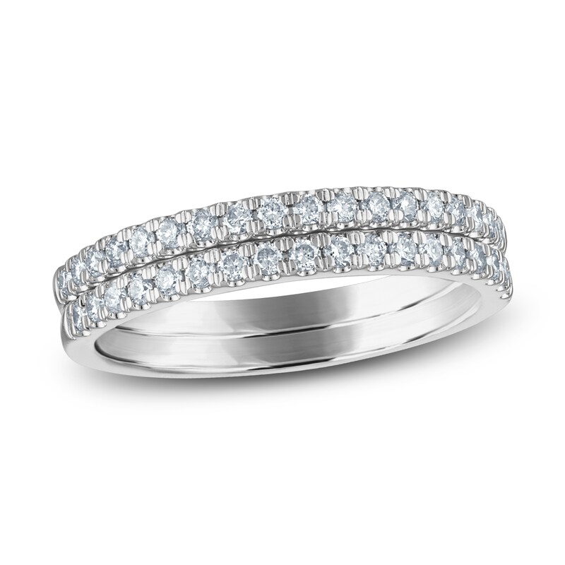 Diamond Double Wedding Band 3/8 ct tw Round-cut 14K White Gold
