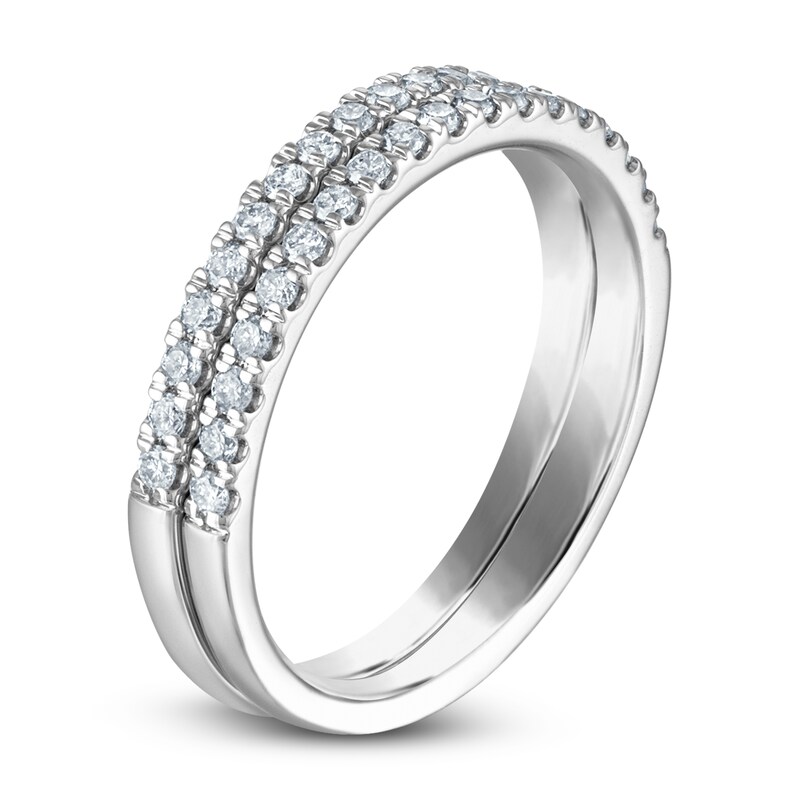 Diamond Double Wedding Band 3/8 ct tw Round-cut 14K White Gold