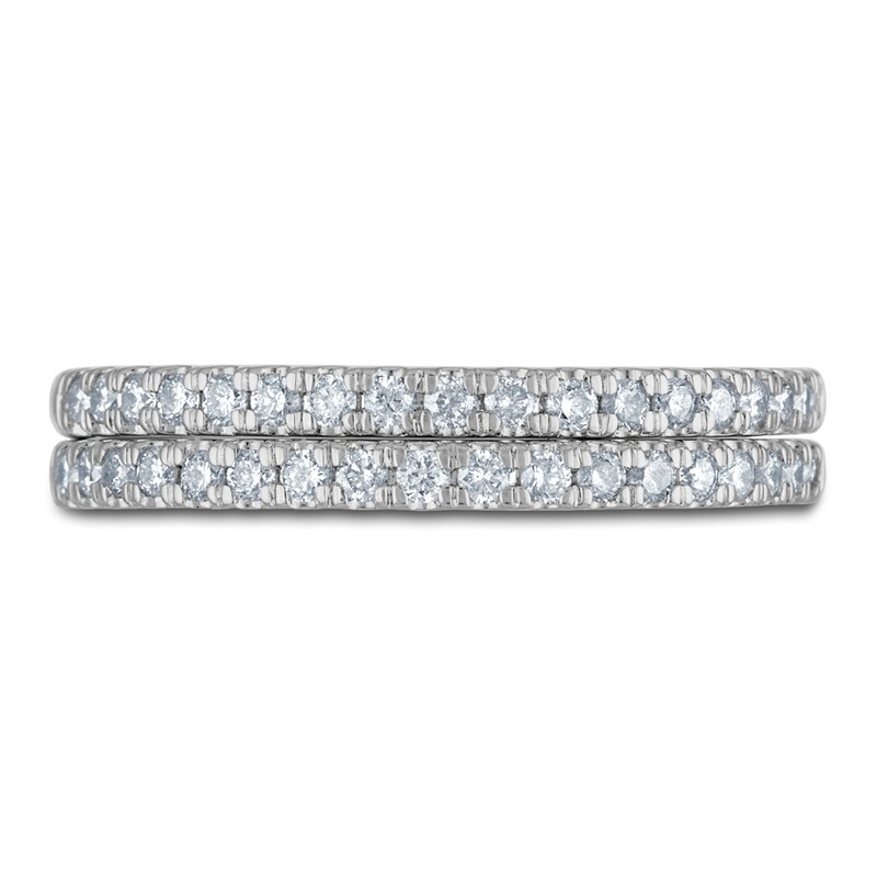 Diamond Double Wedding Band 3/8 ct tw Round-cut 14K White Gold