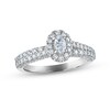 Diamond Halo Engagement Ring 1-1/8 ct tw Oval & Round-cut 14K White Gold