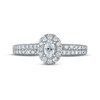 Diamond Halo Engagement Ring 1-1/8 ct tw Oval & Round-cut 14K White Gold