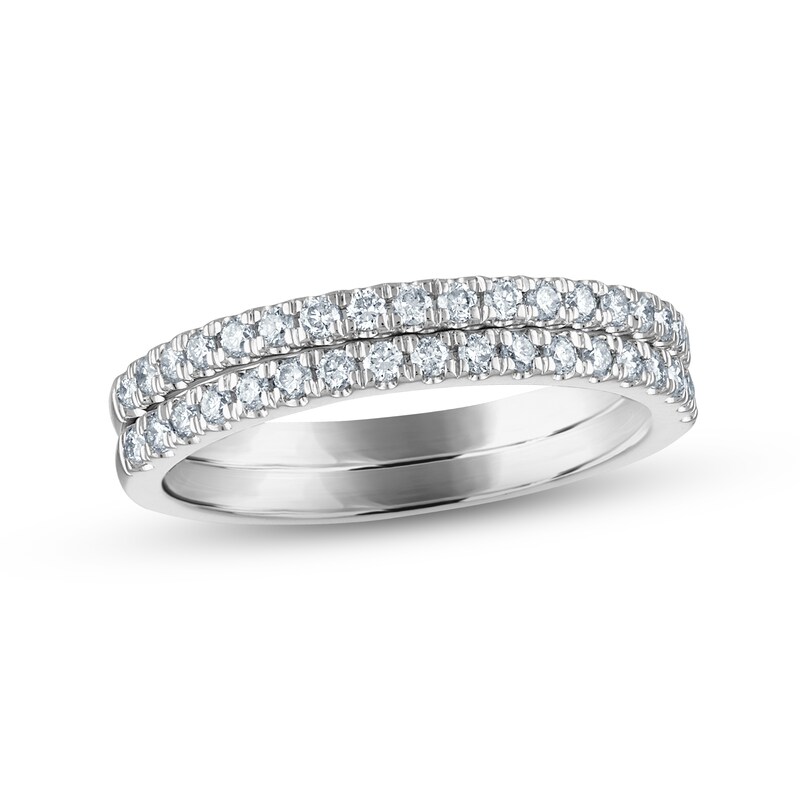 Diamond Double Wedding Band 3/8 ct tw Round-cut 14K White Gold