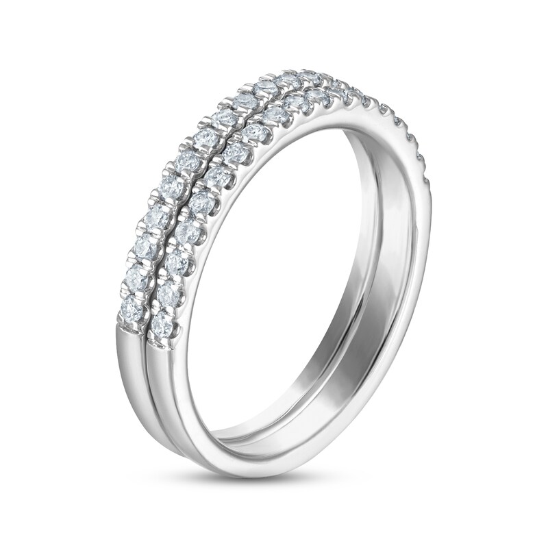Diamond Double Wedding Band 3/8 ct tw Round-cut 14K White Gold