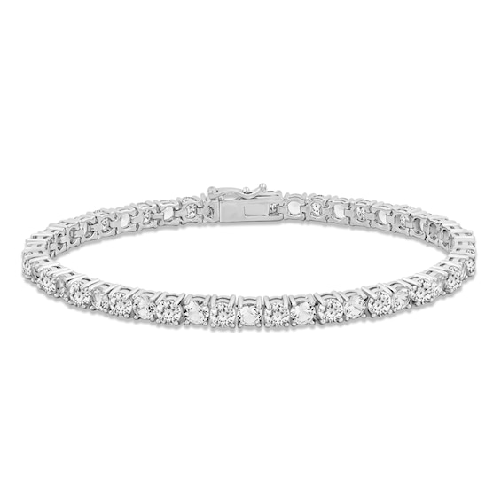 White Lab-Created Sapphire Line Bracelet Sterling Silver 7.5"