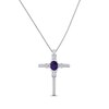 Thumbnail Image 1 of Amethyst & White Lab-Created Sapphire Cross Necklace Sterling Silver 18"