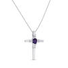 Thumbnail Image 2 of Amethyst & White Lab-Created Sapphire Cross Necklace Sterling Silver 18"