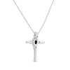 Thumbnail Image 3 of Amethyst & White Lab-Created Sapphire Cross Necklace Sterling Silver 18"