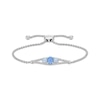 Thumbnail Image 0 of Oval and Round-Cut Blue & White Lab-Created Opal, White Lab-Created Sapphire Bolo Bracelet Sterling Silver 9.5"