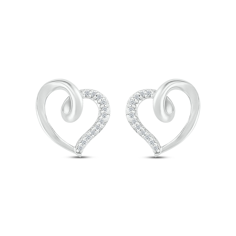 Diamond Swirling Heart Stud Earrings 1/20 ct tw Sterling Silver