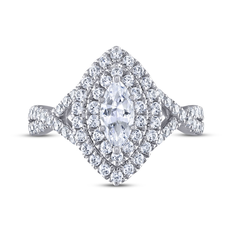 Main Image 3 of THE LEO Legacy Lab-Grown Diamond Marquise-Cut Double Frame Twist Engagement Ring 1-1/4 ct tw 14K White Gold