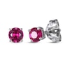 Thumbnail Image 1 of Round-Cut Lab-Created Ruby & White Lab-Created Sapphire Stud & Hoop Earrings Gift Set Sterling Silver