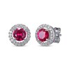 Thumbnail Image 2 of Round-Cut Lab-Created Ruby & White Lab-Created Sapphire Stud & Hoop Earrings Gift Set Sterling Silver