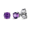 Thumbnail Image 1 of Round-Cut Amethyst & White Lab-Created Sapphire Stud & Hoop Earrings Gift Set Sterling Silver