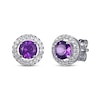 Thumbnail Image 2 of Round-Cut Amethyst & White Lab-Created Sapphire Stud & Hoop Earrings Gift Set Sterling Silver