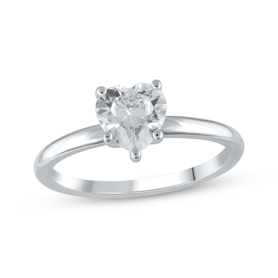 Lab-Grown Diamonds Heart-Shaped Solitaire Ring 1 ct tw 14K White Gold (F/SI2)