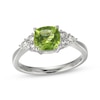 Thumbnail Image 1 of Cushion-Cut Peridot & White Lab-Created Sapphire Ring Sterling Silver