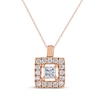 Thumbnail Image 1 of Princess-Cut Diamond Frame Necklace 1/6 ct tw 14K Rose Gold 18"