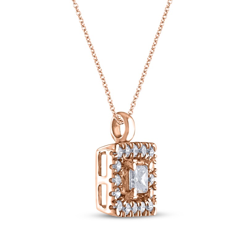 Main Image 2 of Princess-Cut Diamond Frame Necklace 1/6 ct tw 14K Rose Gold 18"