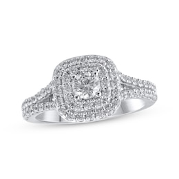 Lab-Created Diamonds by KAY Cushion Frame Engagement Ring 1 ct tw 14K White Gold