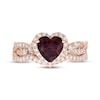 Thumbnail Image 3 of Neil Lane Heart-Shaped Rhodolite Garnet & Diamond Halo Bridal Set 5/8 ct tw 14K Rose Gold