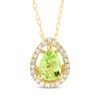 Thumbnail Image 1 of Pear-Shaped Peridot & Diamond Frame Necklace 1/15 ct tw 14K Yellow Gold 18"