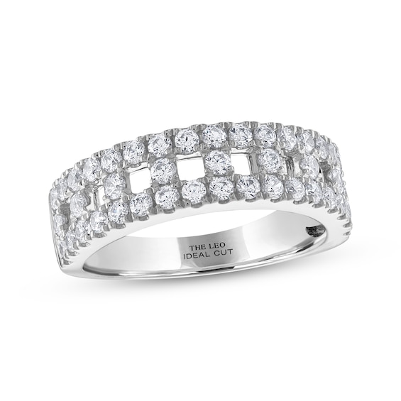 THE LEO Ideal Cut Diamond Lattice Anniversary Ring 7/8 ct tw 14K White Gold