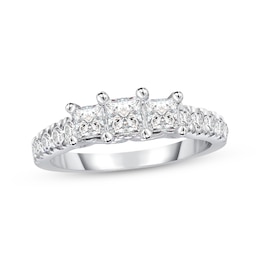 Princess-Cut Diamond Three-Stone Engagement Ring 1-1/2 ct tw 10K White Gold