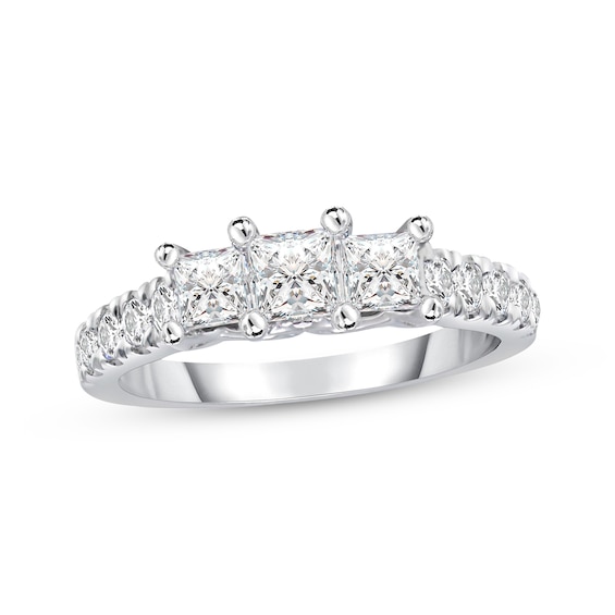 Adore Princess-Cut Diamond Three-Stone Engagement Ring 1-1/2 ct tw 10K White Gold