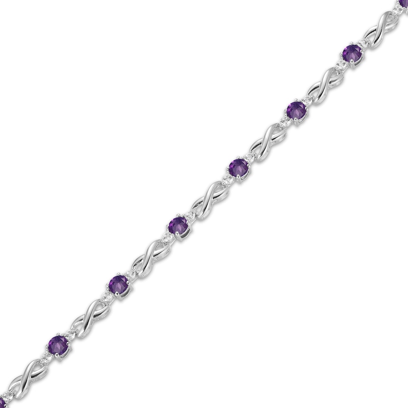 Main Image 2 of Amethyst & White Lab-Created Sapphire Infinity Link Bracelet Sterling Silver 7.25"