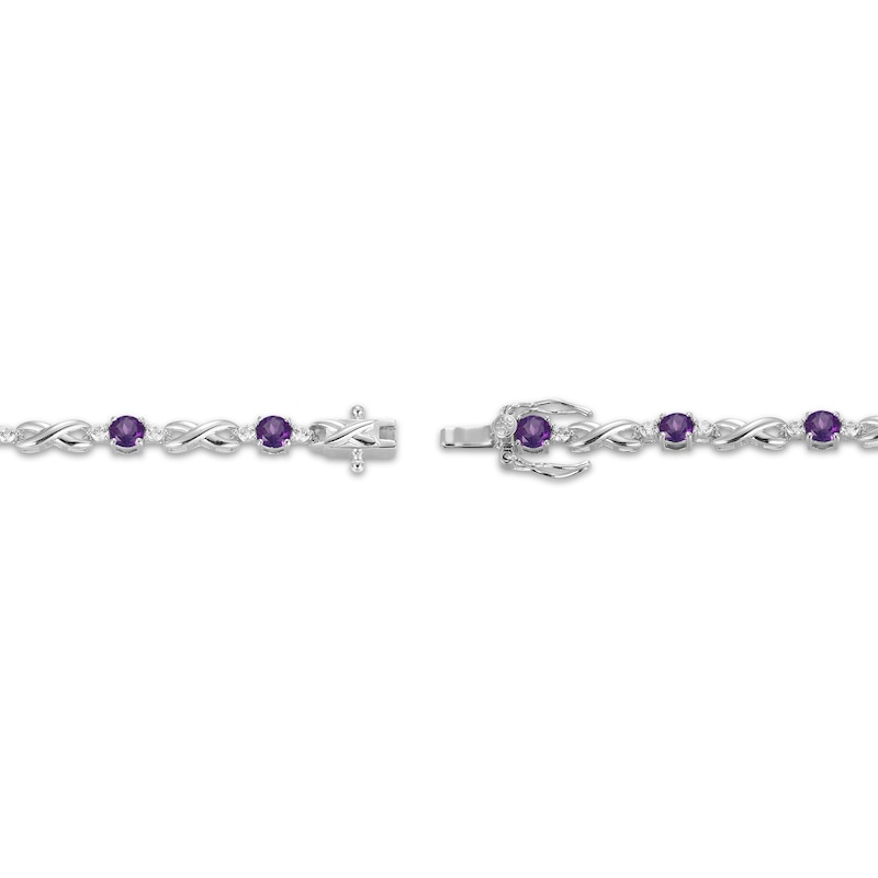 Main Image 3 of Amethyst & White Lab-Created Sapphire Infinity Link Bracelet Sterling Silver 7.25"