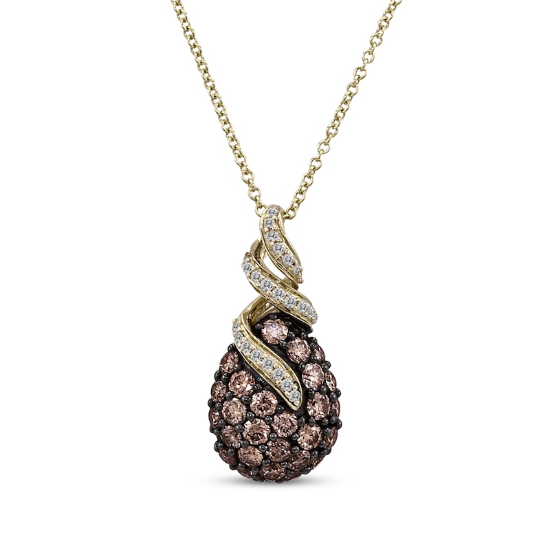 Main Image 1 of Le Vian Diamond Ribbon Teardrop Necklace 1-1/8 ct tw 14K Honey Gold 18"