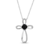Thumbnail Image 0 of Black Onyx & White Lab-Created Sapphire Cross Necklace Sterling Silver 18"