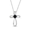 Thumbnail Image 0 of Black Onyx & White Lab-Created Sapphire Cross Necklace Sterling Silver 18"