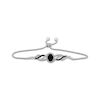 Thumbnail Image 0 of Oval-Cut Black Onyx & White Lab-Created Sapphire Bolo Bracelet Sterling Silver