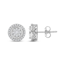Multi-Diamond Stud Earrings 1/2 ct tw 10K White Gold