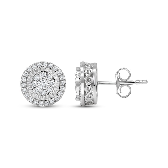 Multi-Diamond Stud Earrings 1/2 ct tw 10K White Gold