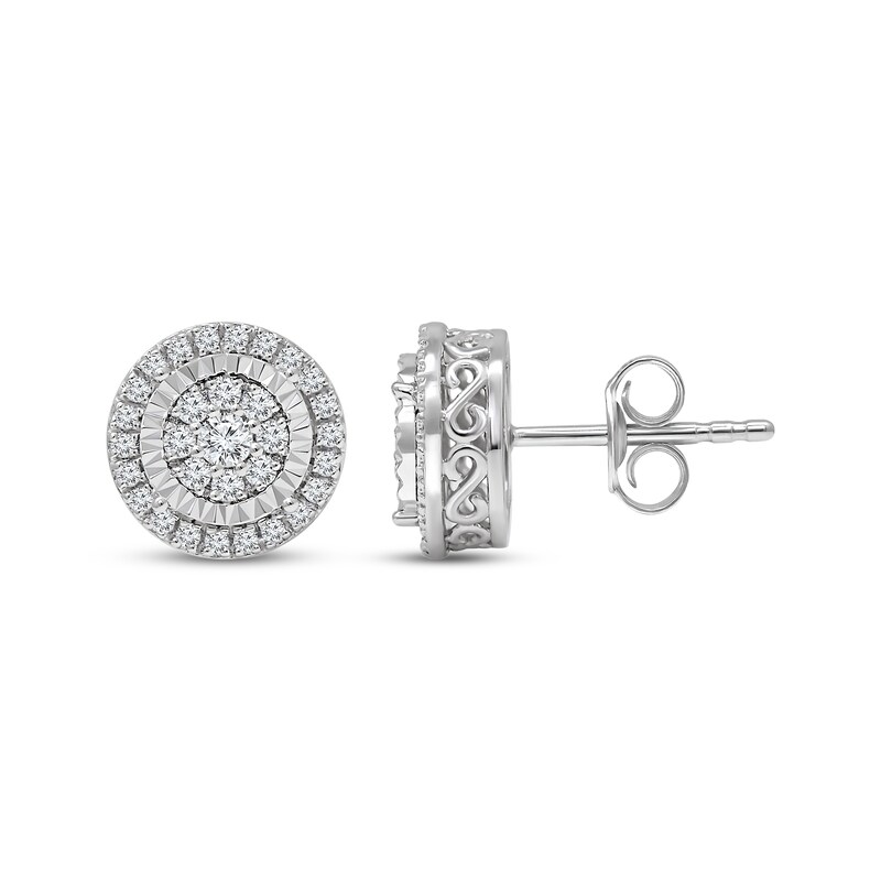 Main Image 1 of Multi-Diamond Stud Earrings 1/2 ct tw 10K White Gold