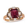 Thumbnail Image 1 of Le Vian Emerald-Cut Rhodolite Garnet Ring 3/8 ct tw Diamonds 14K Strawberry Gold