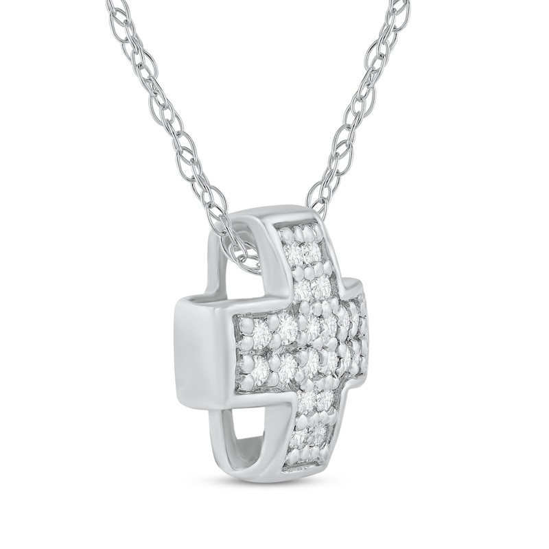 Main Image 2 of Diamond Greek Cross Necklace 1/20 ct tw 14K White Gold 18"