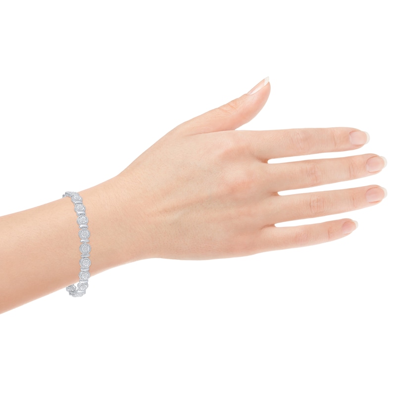 Main Image 4 of Diamond Circle & Bar Link Bracelet 1/10 ct tw Sterling Silver 7"
