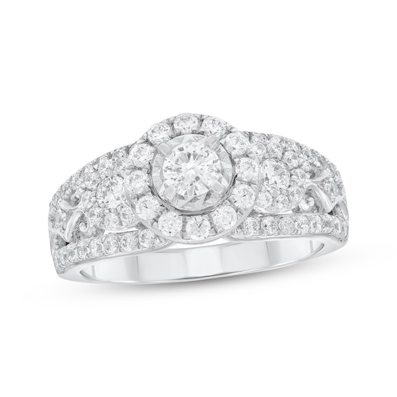 Adore Round-Cut Diamond Three-Stone Engagement Ring 1 ct tw 14K White Gold