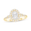Thumbnail Image 1 of Adore Multi-Diamond Center Oval Halo Engagement Ring 3/4 ct tw 10K Two-Tone Gold