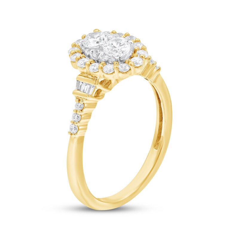 Main Image 2 of Adore Multi-Diamond Center Oval Halo Engagement Ring 3/4 ct tw 10K Two-Tone Gold
