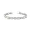 Thumbnail Image 1 of Baguette & Round-Cut Diamond Scalloped Link Bracelet 4-3/4 ct tw 14K White Gold 7"