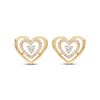Thumbnail Image 2 of Believe in Love Diamond Double Heart Stud Earrings 1/4 ct tw 10K Yellow Gold