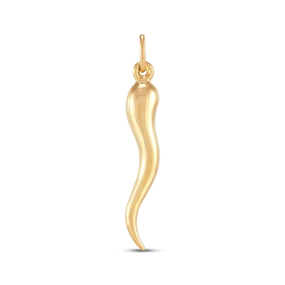 Hollow Italian Horn Charm 10K Yellow Gold